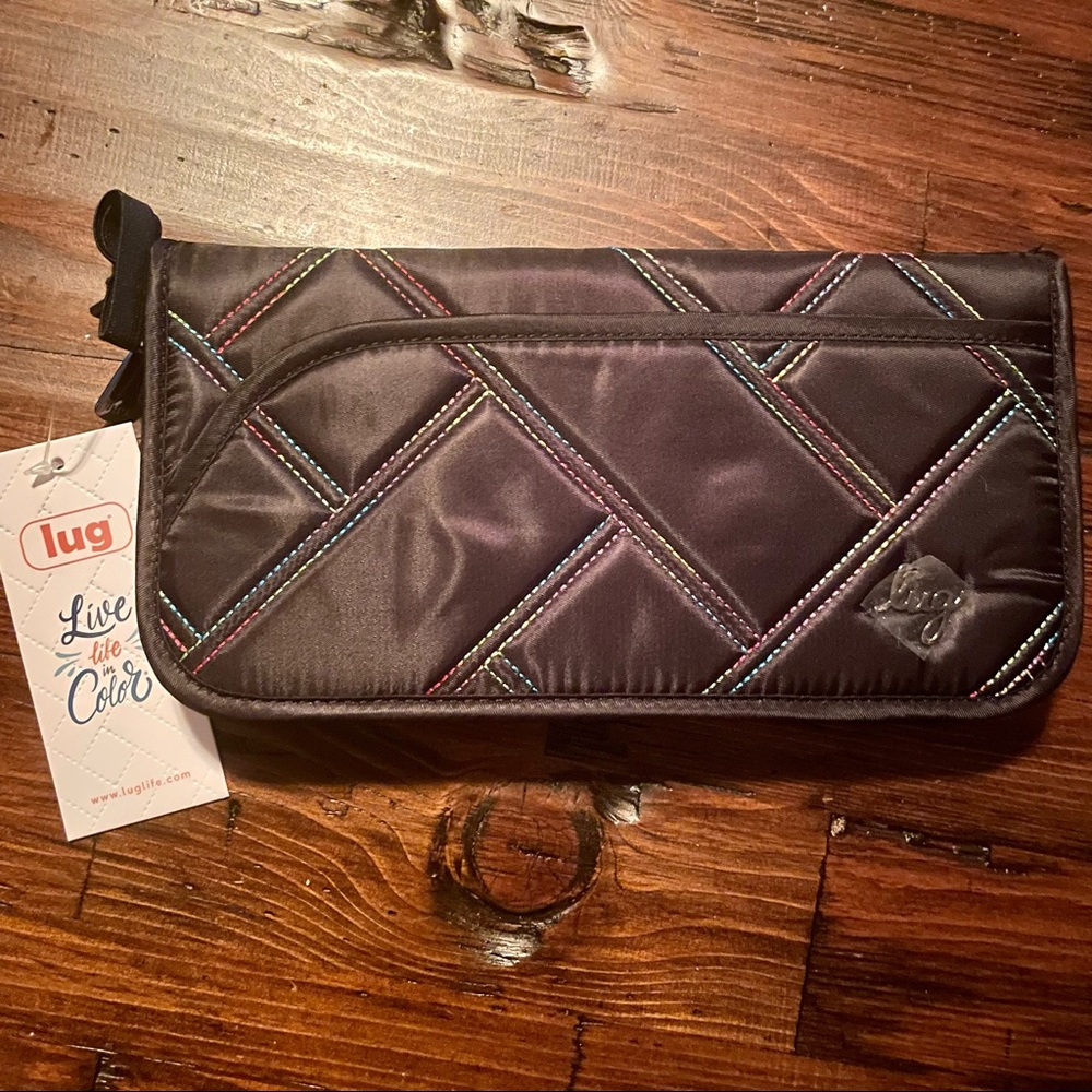NWT Lug Tango RFID Passport Travel Wallet in Rainbow Quilt Black